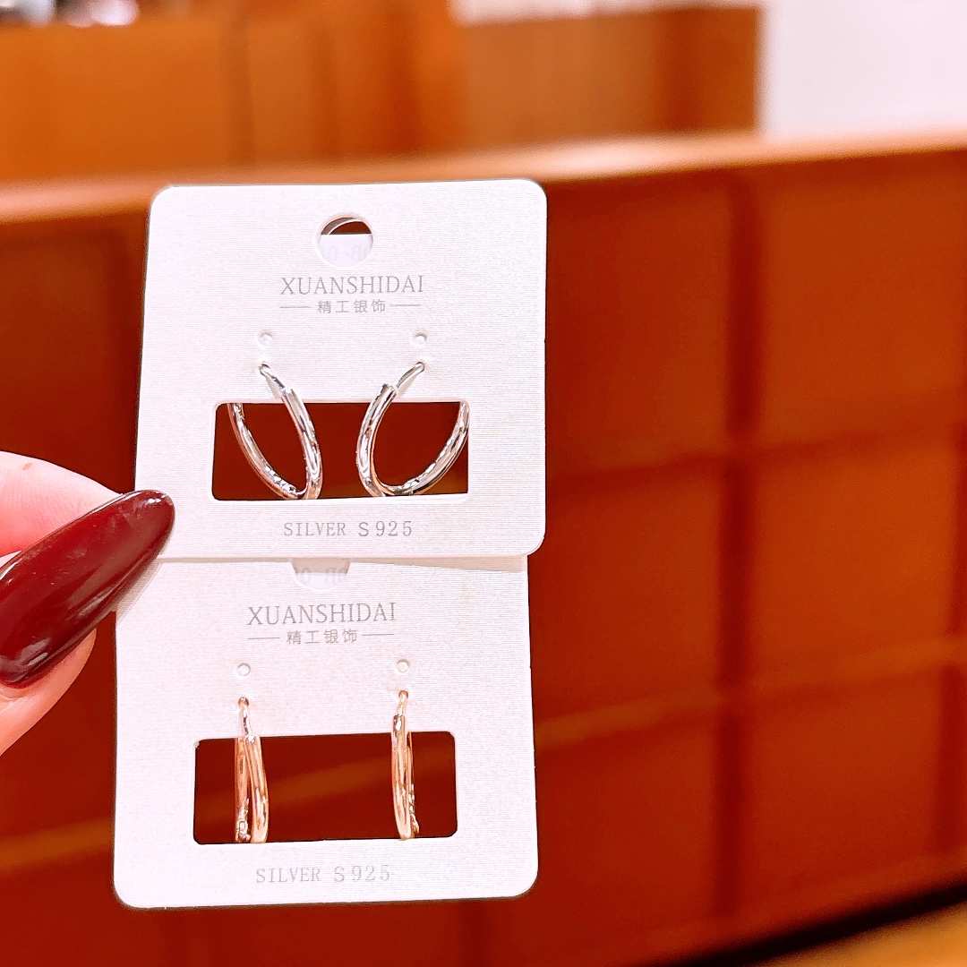 S925 Sterling Silver Hoop Earrings Cute Everyday Wear Gold