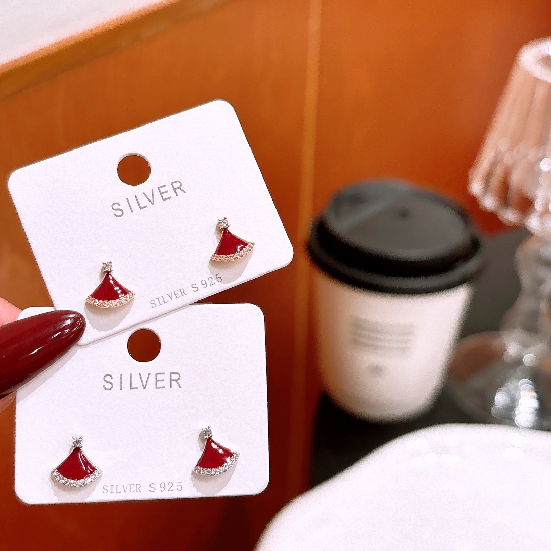 S925 Sterlingsilber Ohrringe Mädchenhaft Valentinstag Gold