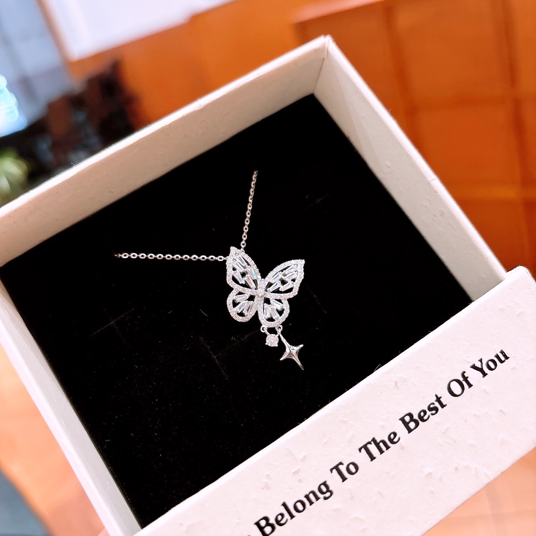 S925 Sterlingsilber Moissanit Kette Frisch Für mich selbst Silber