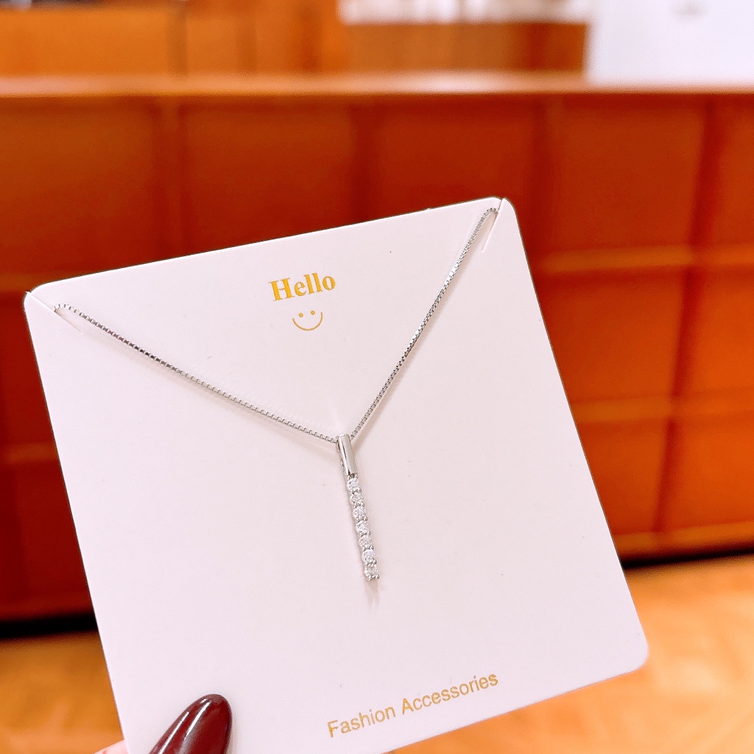 High Polish Silver Moissanite Necklace Girly New Year Gold