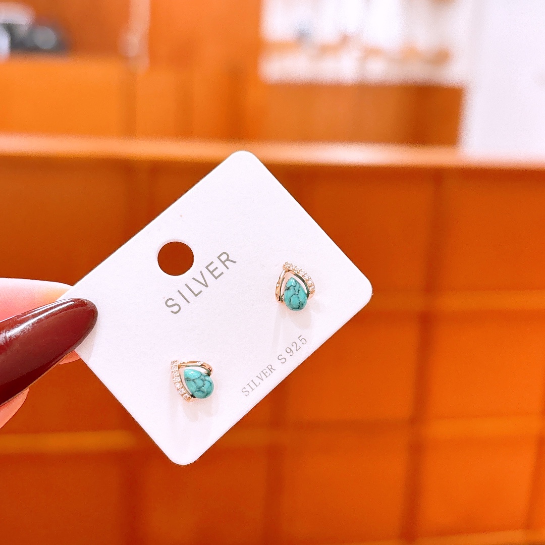 S925 Sterling Silver Earrings Fresh Office Gold