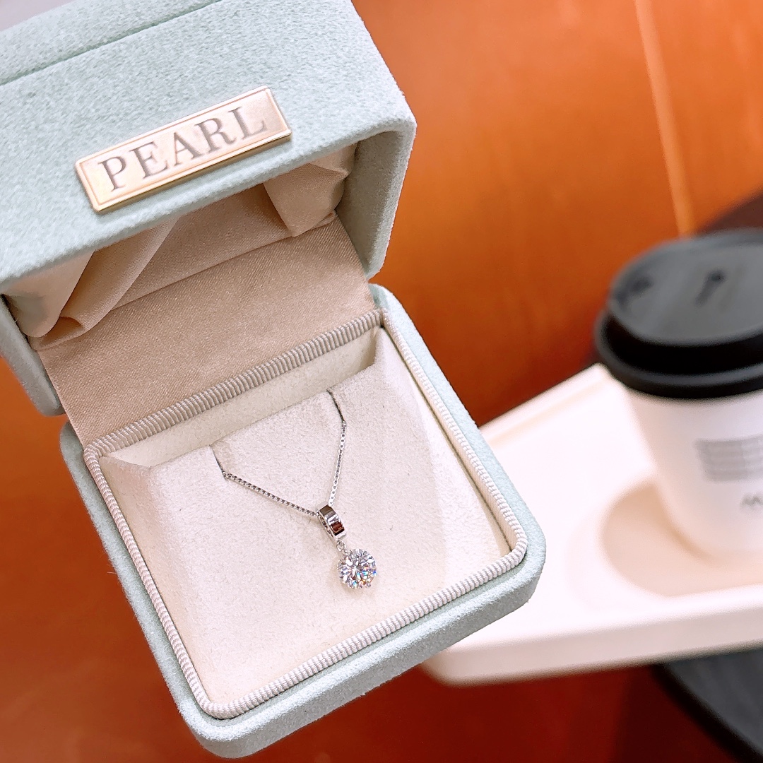 Solid Silver Moissanite Necklace Ultra Minimal Birthday Silver