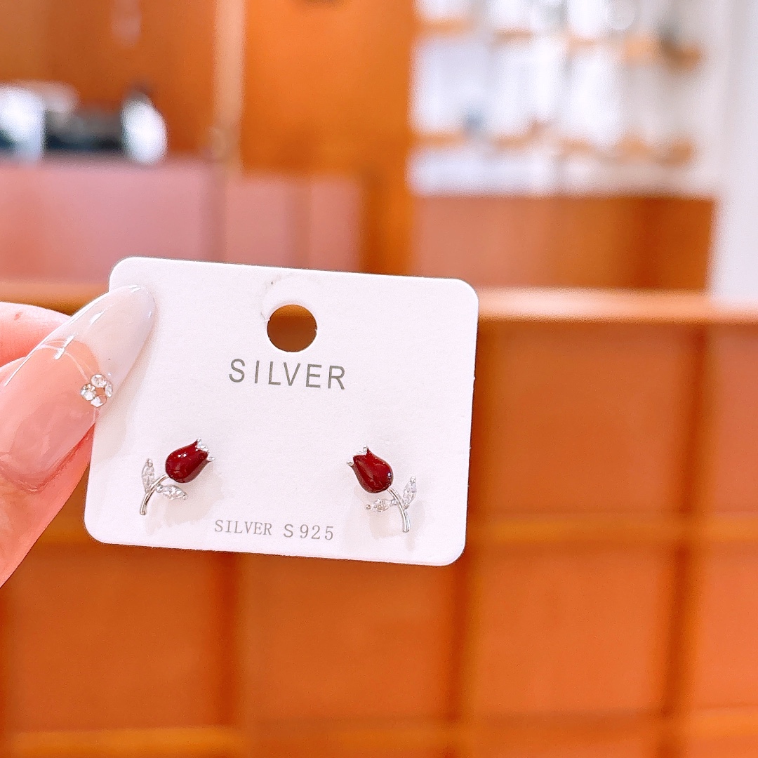 Hypoallergenic Silver Earrings Ins Style Banquet Silver