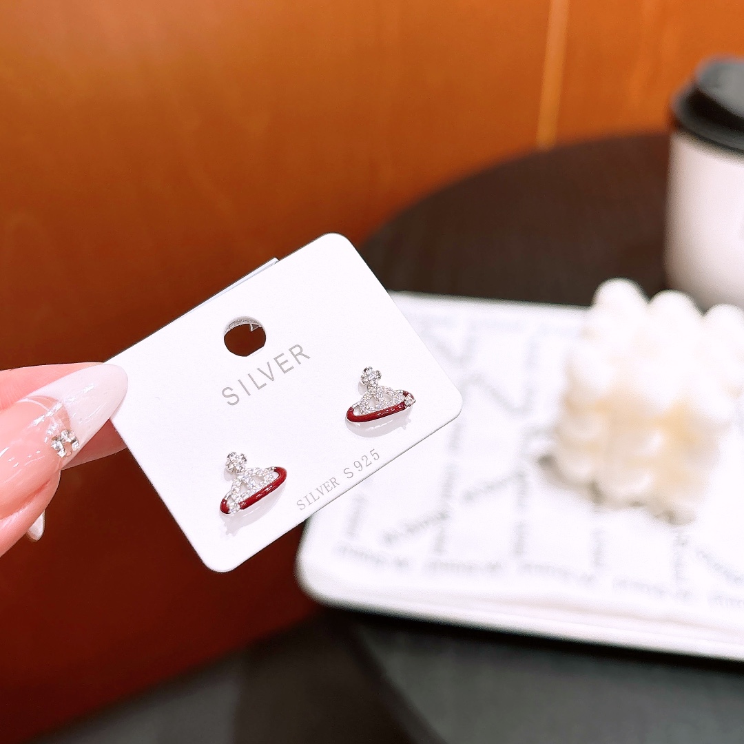 Solid Silver Earrings Premium Spring Festival Gold