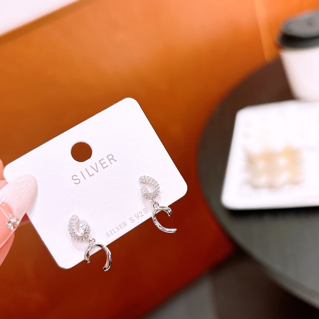 Nickel Free Silver Earrings Ins Style Office Gold