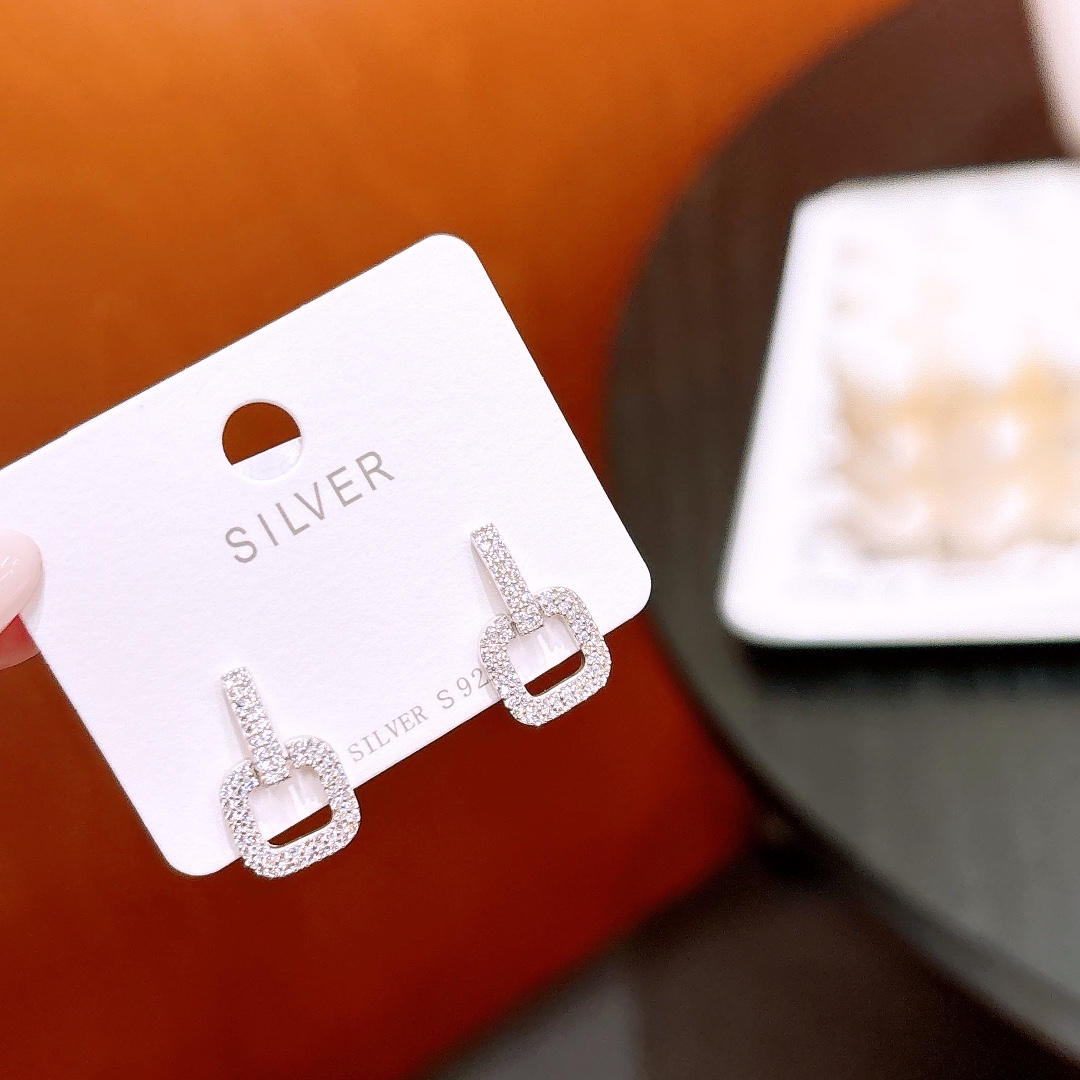 S925 Sterling Silver Earrings Cute Wedding Registration Silver