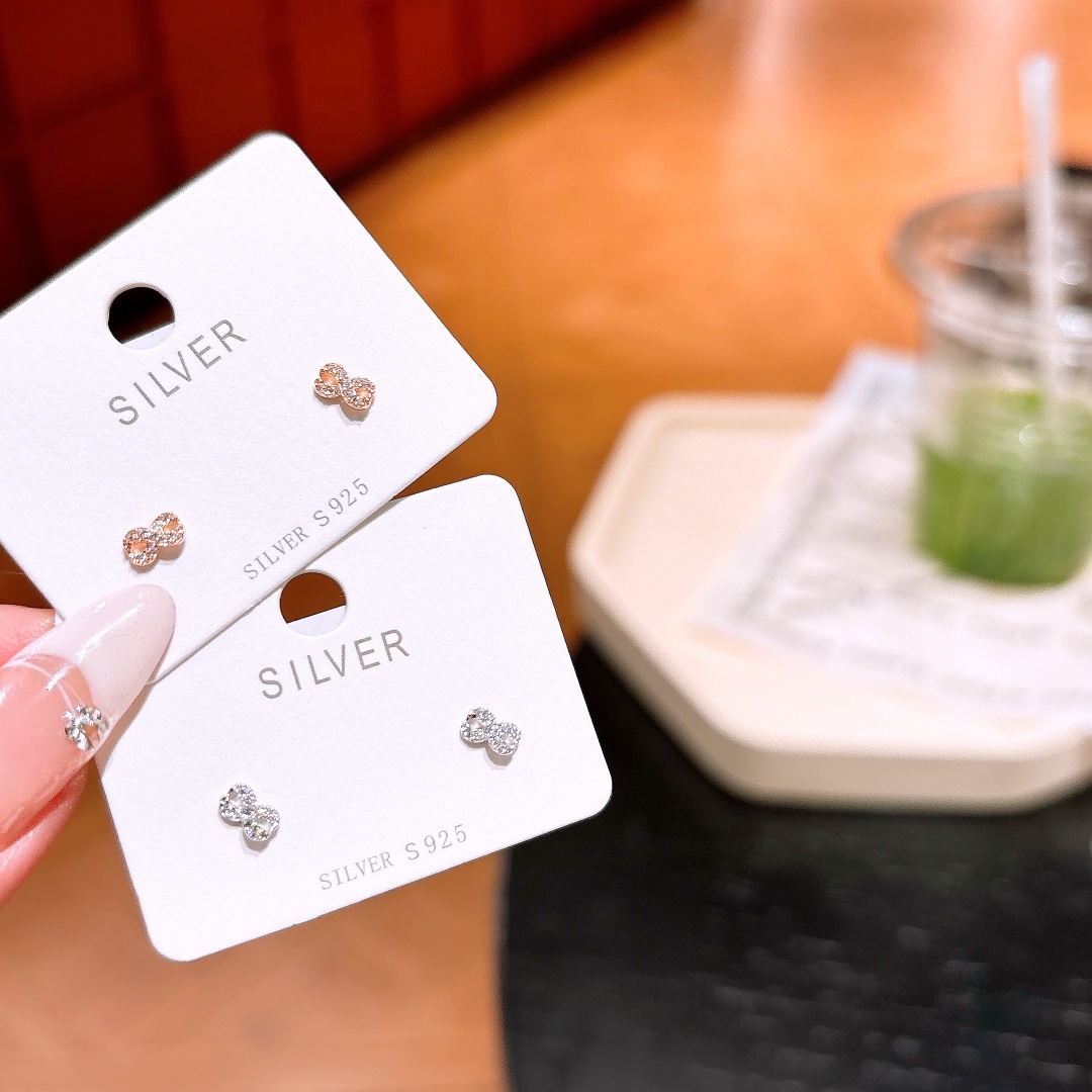 High Polish Silver Earrings Light Luxury Party Gold