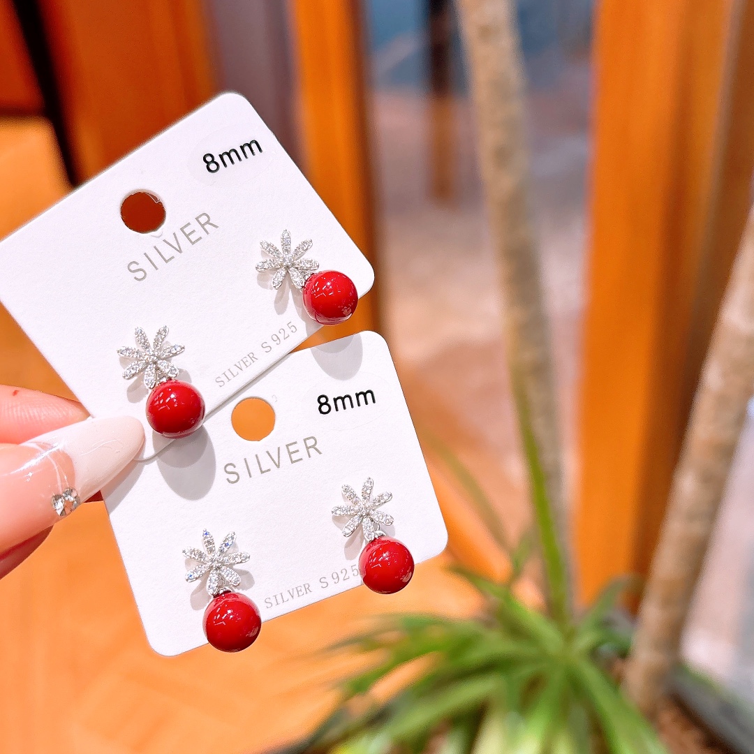 S925 Sterling Silver Earrings Cute Father's Day Silver