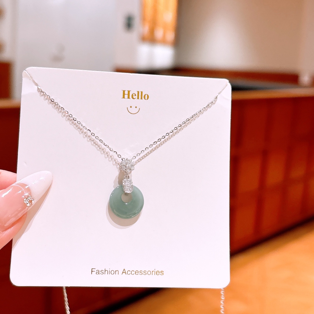Solid Silver Jadeite Necklace Artistic Teacher's Day Silver