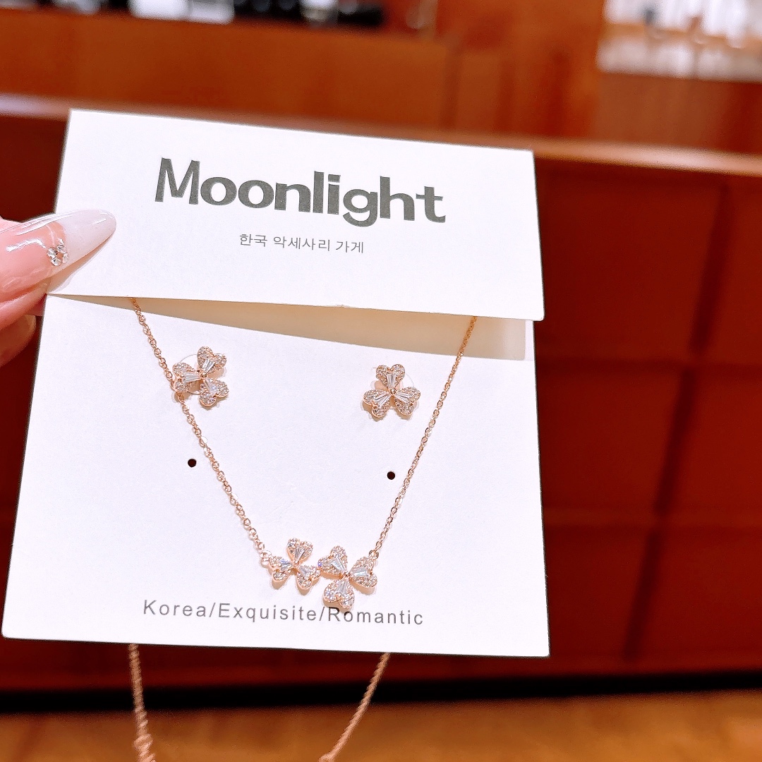 Hypoallergenic Silver Earrings & Necklace Set Fresh Mother's Birthday