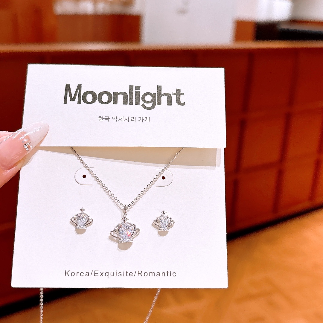 Low Allergy Silver Earrings & Necklace Set Romantic Spring Festival