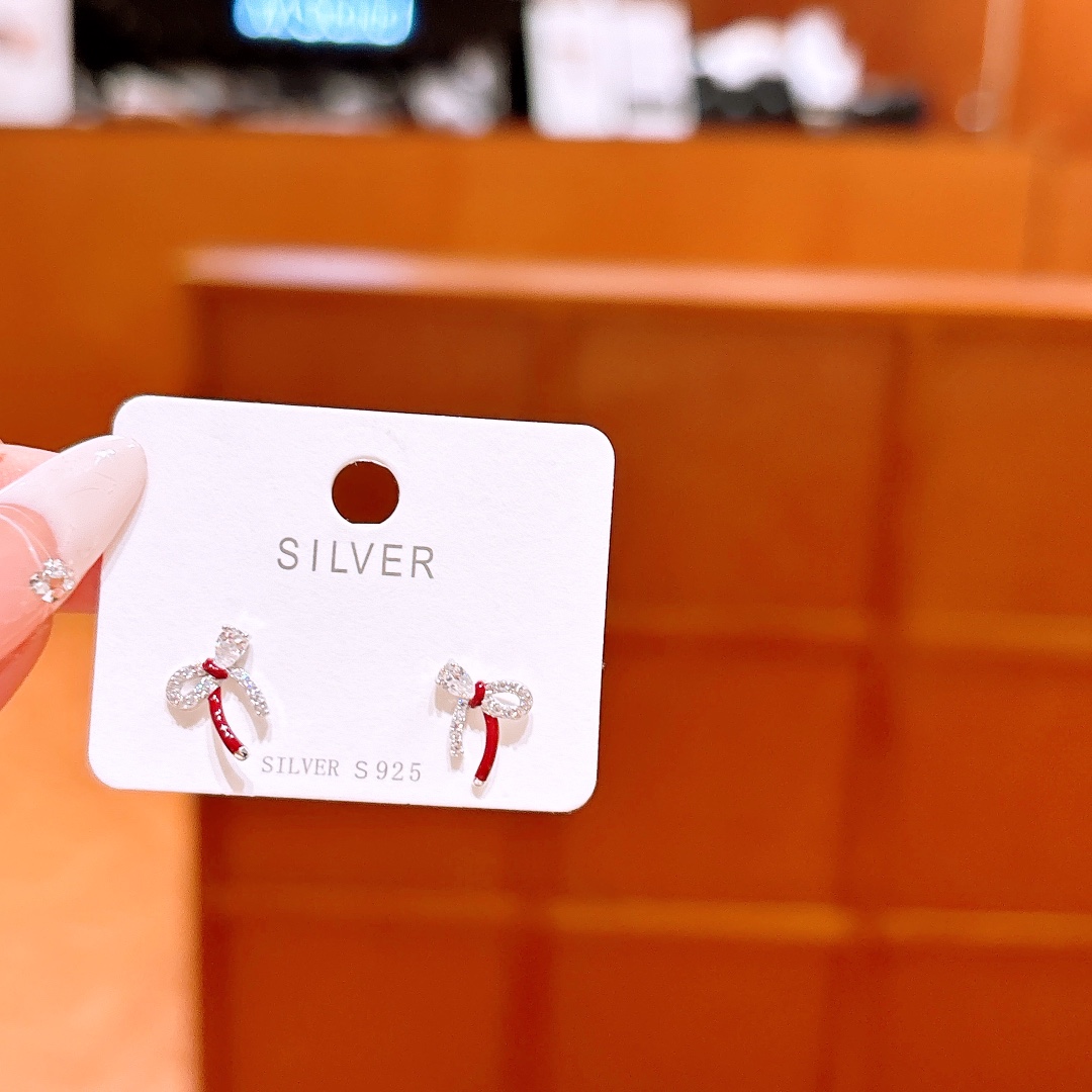 Solid Silver Earrings Light Luxury Gift for Her Silver