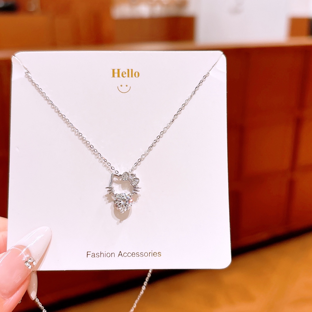 Solid Silver Moissanite Necklace Playful Travel Gold