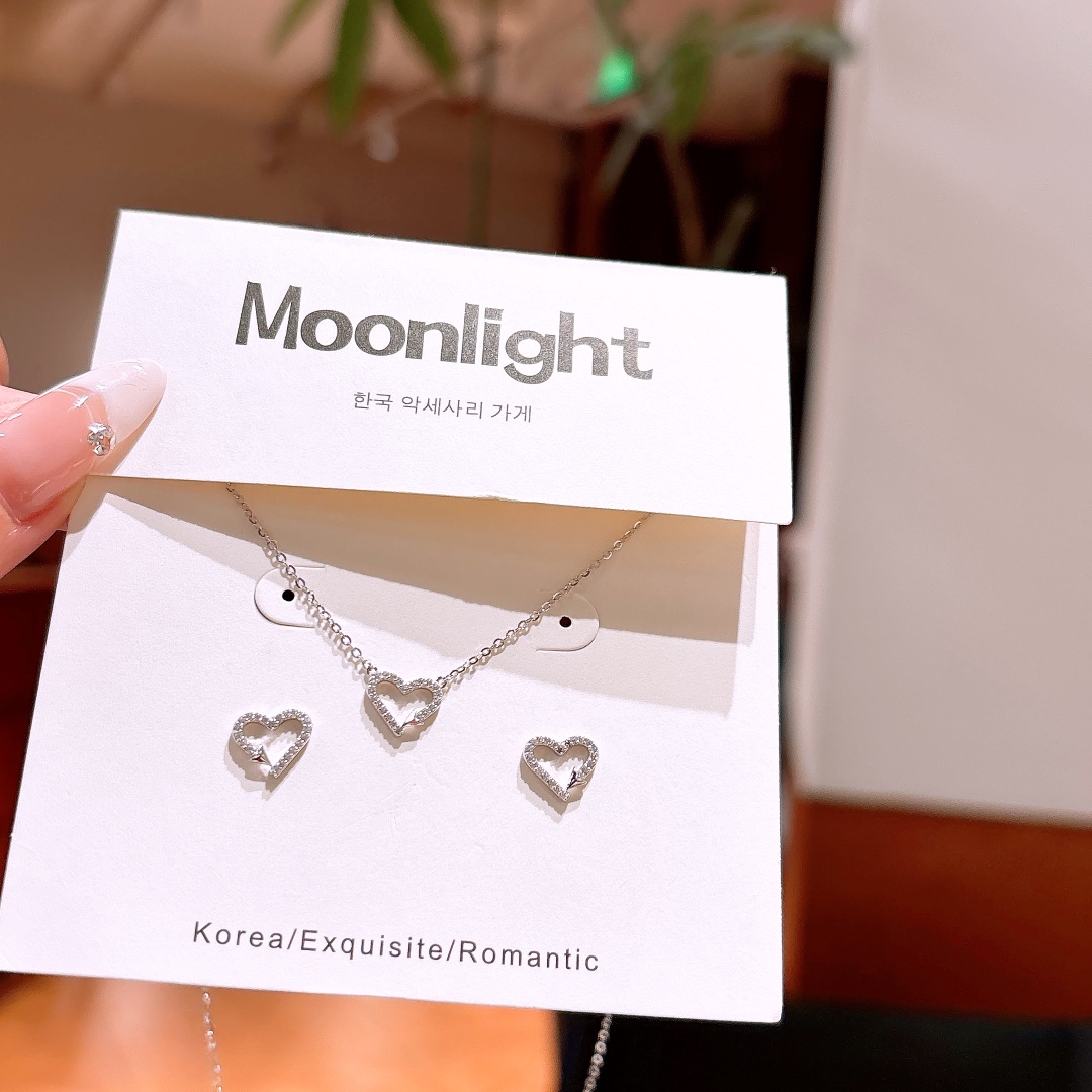 High Polish Silver Earrings & Necklace Set Ins Style Bestie Gift Gold