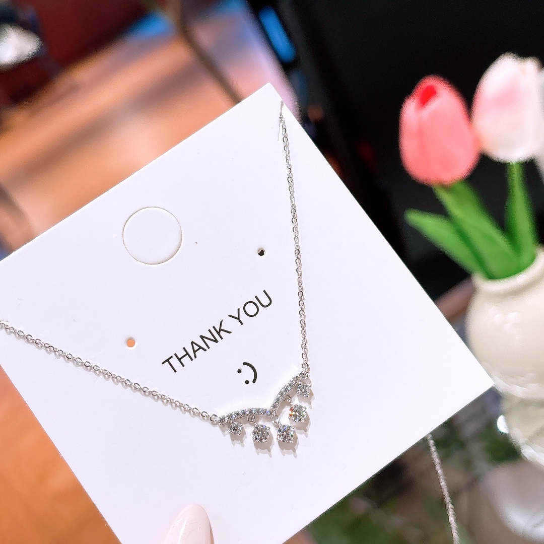 925 Silver Moissanite Necklace Premium Office Silver