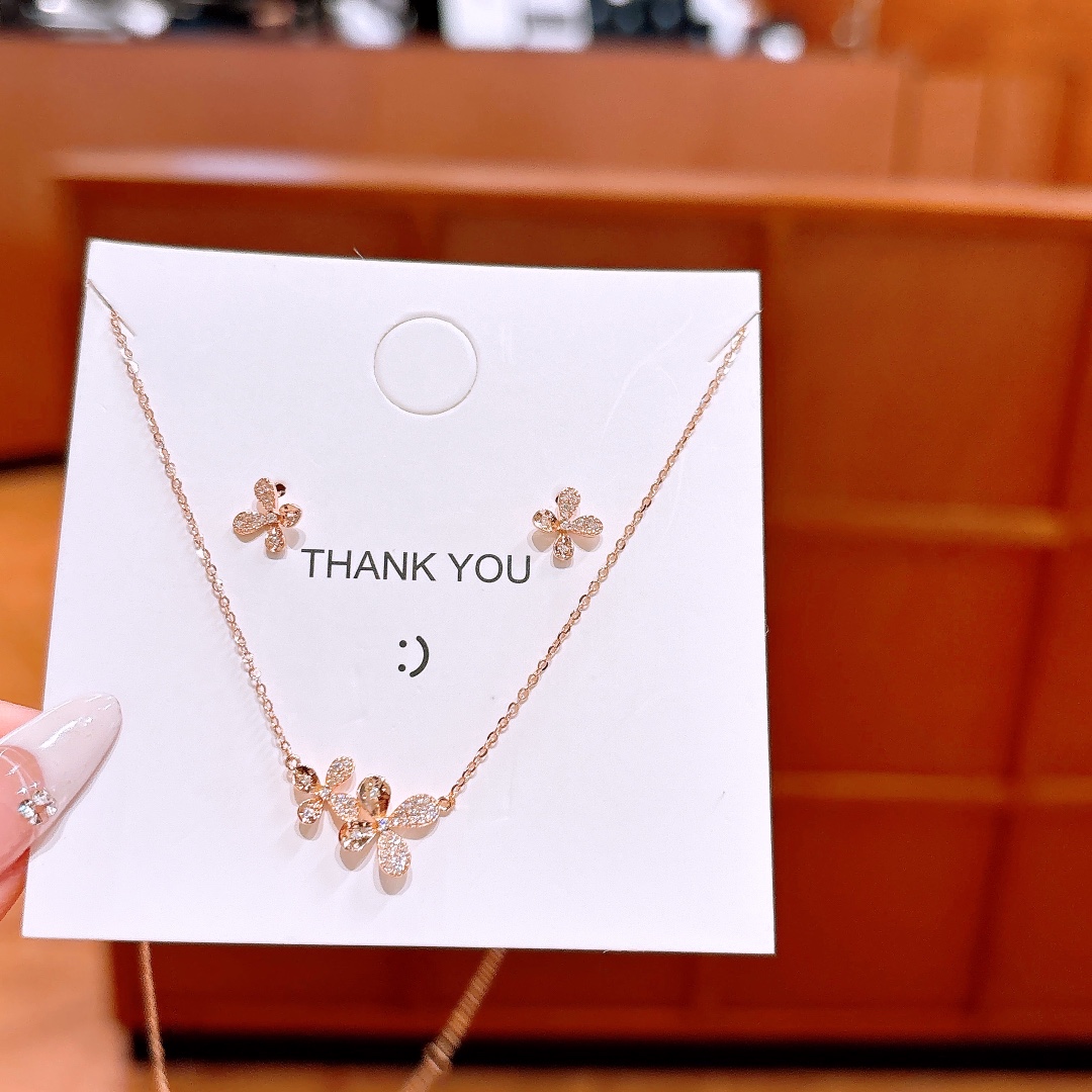 ロマンチックアレルギー対応シルバーイヤリング＆ネックレスセットシルバー 告白