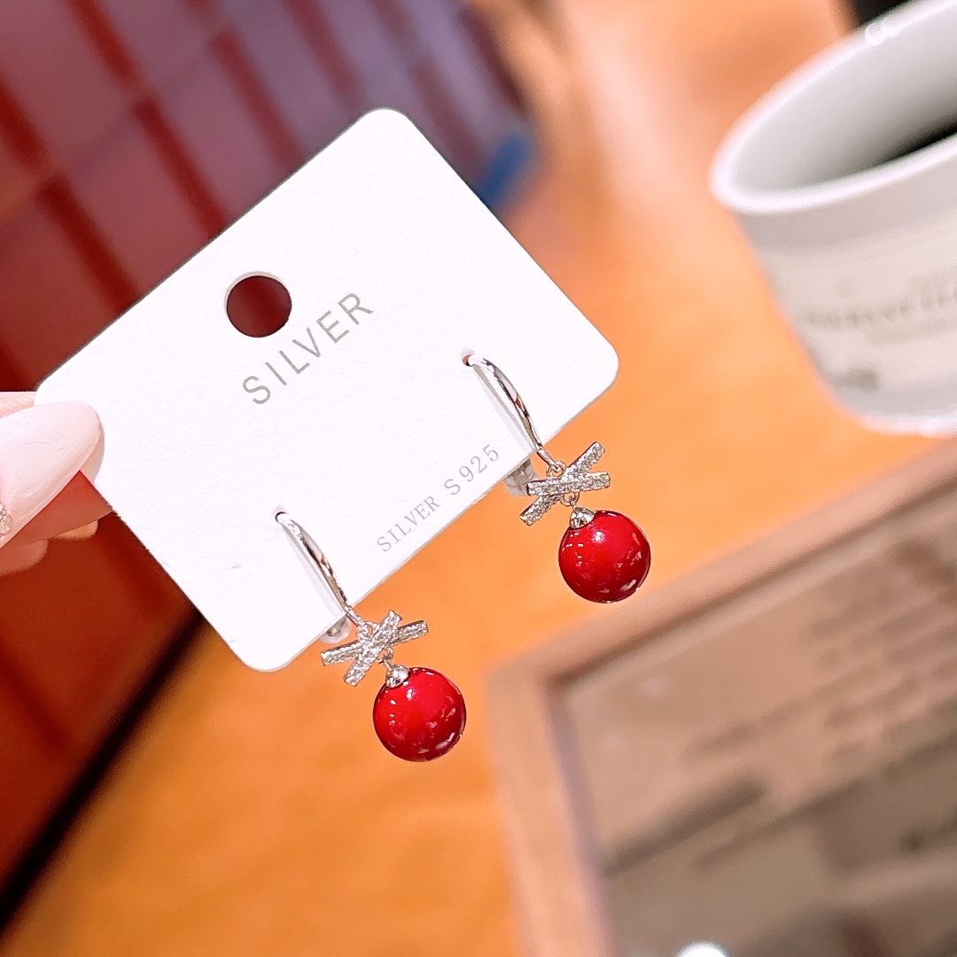 S925 Sterling Silver Drop & Thread Earrings French Self-love Silver