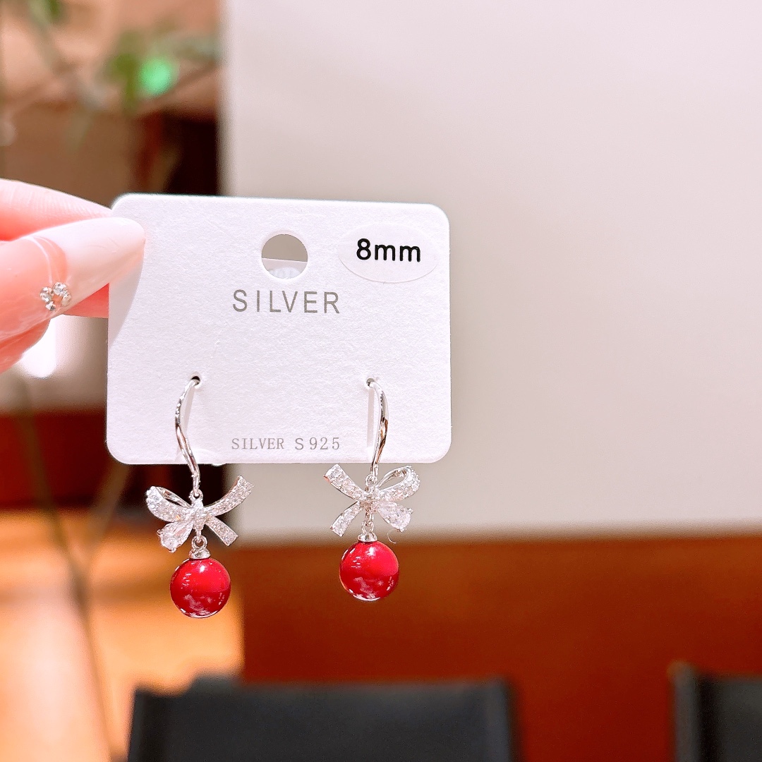 ガーリーファインシルバードロップ＆スレッドイヤリングシルバー 誕生日