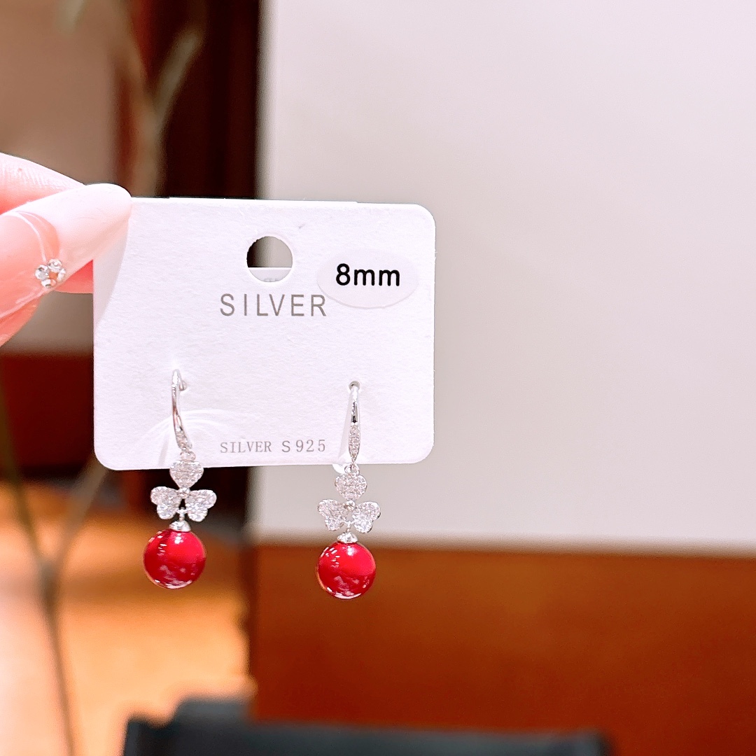 高級感低アレルギー銀ドロップ＆スレッドイヤリングゴールド クリスマス