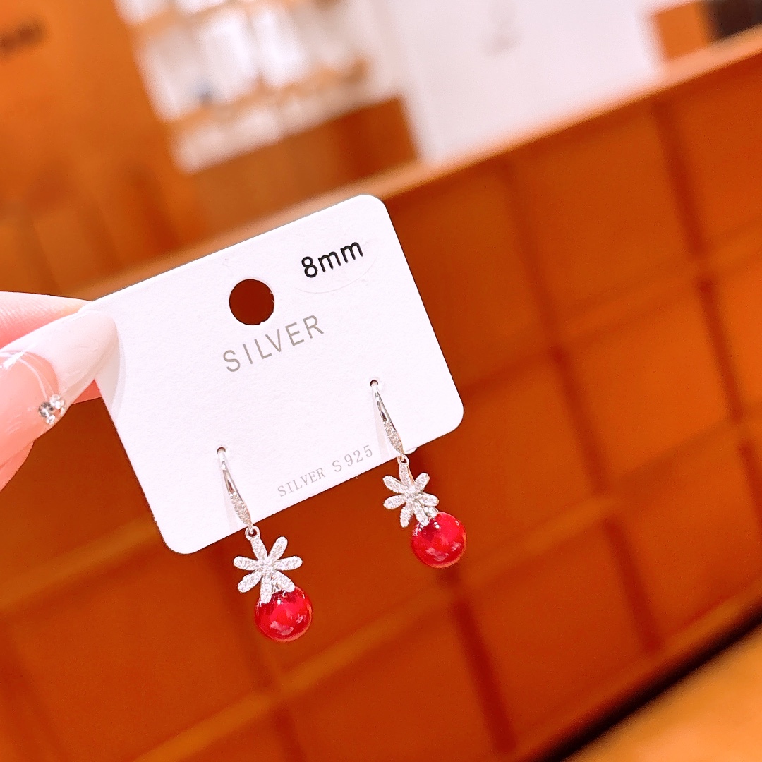 優しい低アレルギー銀ドロップ＆スレッドイヤリングゴールド 母の日