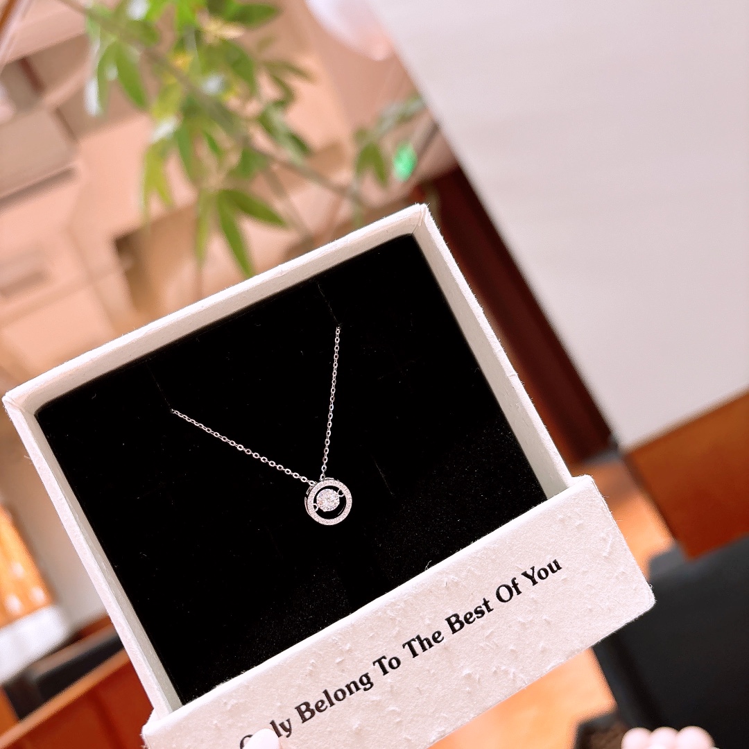 S925 Sterlingsilber Moissanit Kette Lebendig Hochzeitsgeschenk Gold