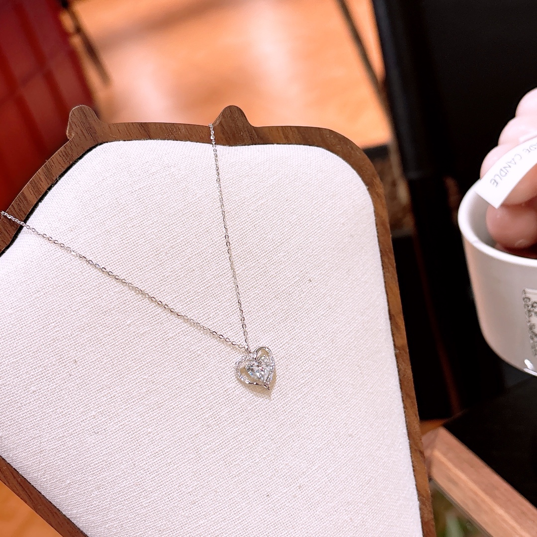 S925 Sterlingsilber Moissanit Kette Frisch Verabredung Silber