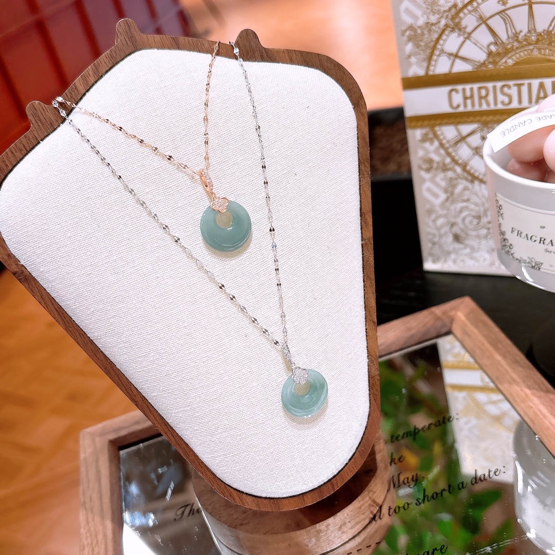 Fine Silver Jadeite Necklace Pure Mother's Day Silver