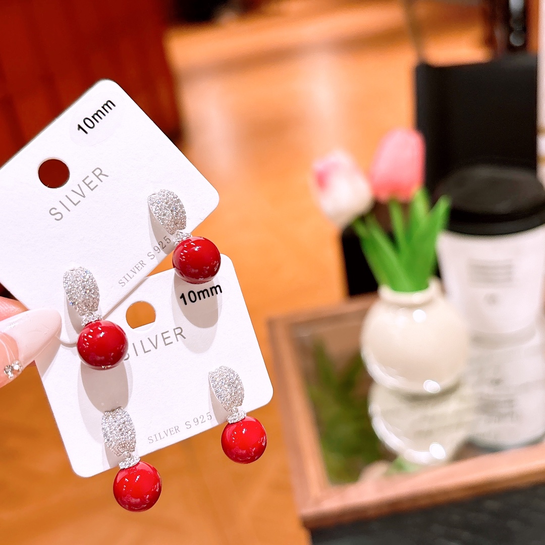 925 Silver Earrings Delicate New Year Gold