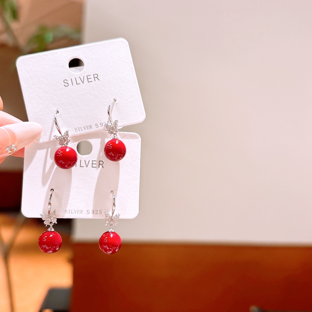 S925 Sterling Silver Drop & Thread Earrings Vintage Proposal Silver