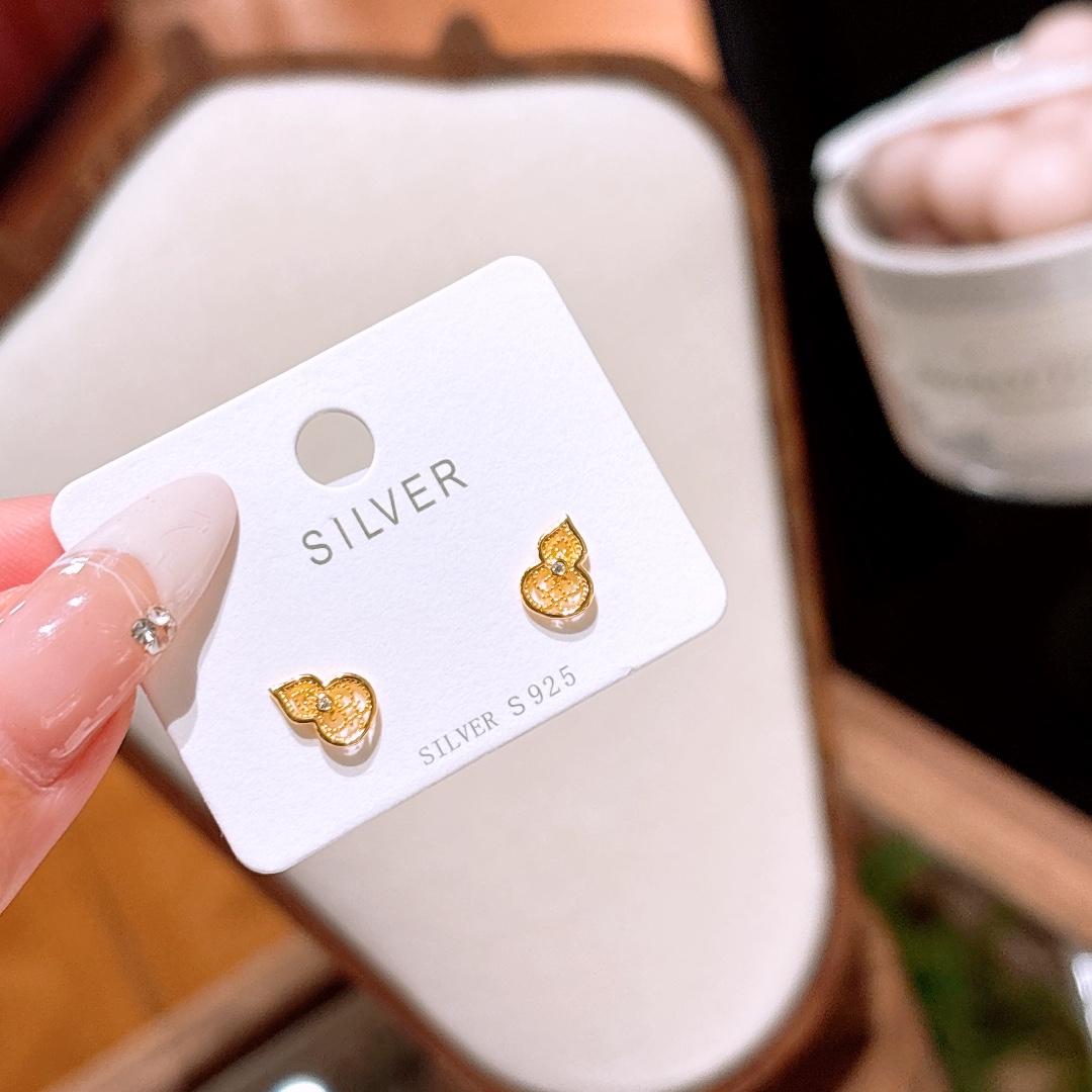 Nickel Free Silver Earrings Ins Style Spring Festival Gold