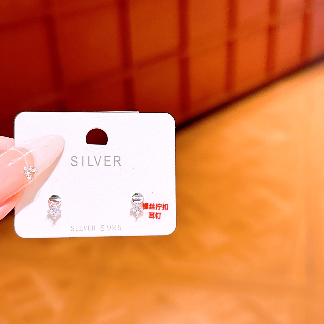 S925 Sterling Silver Screw-back Studs Girly Father's Day Gold