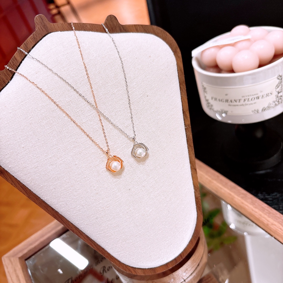 925 Silver Earrings & Necklace Set Korean Style Graduation Gold