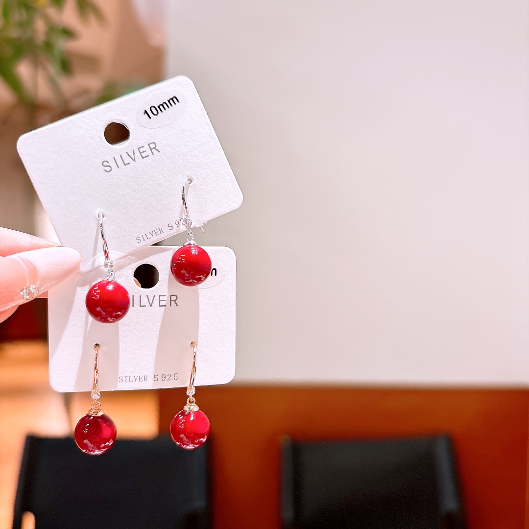 ファッション純銀ドロップ＆スレッドイヤリングシルバー 通勤