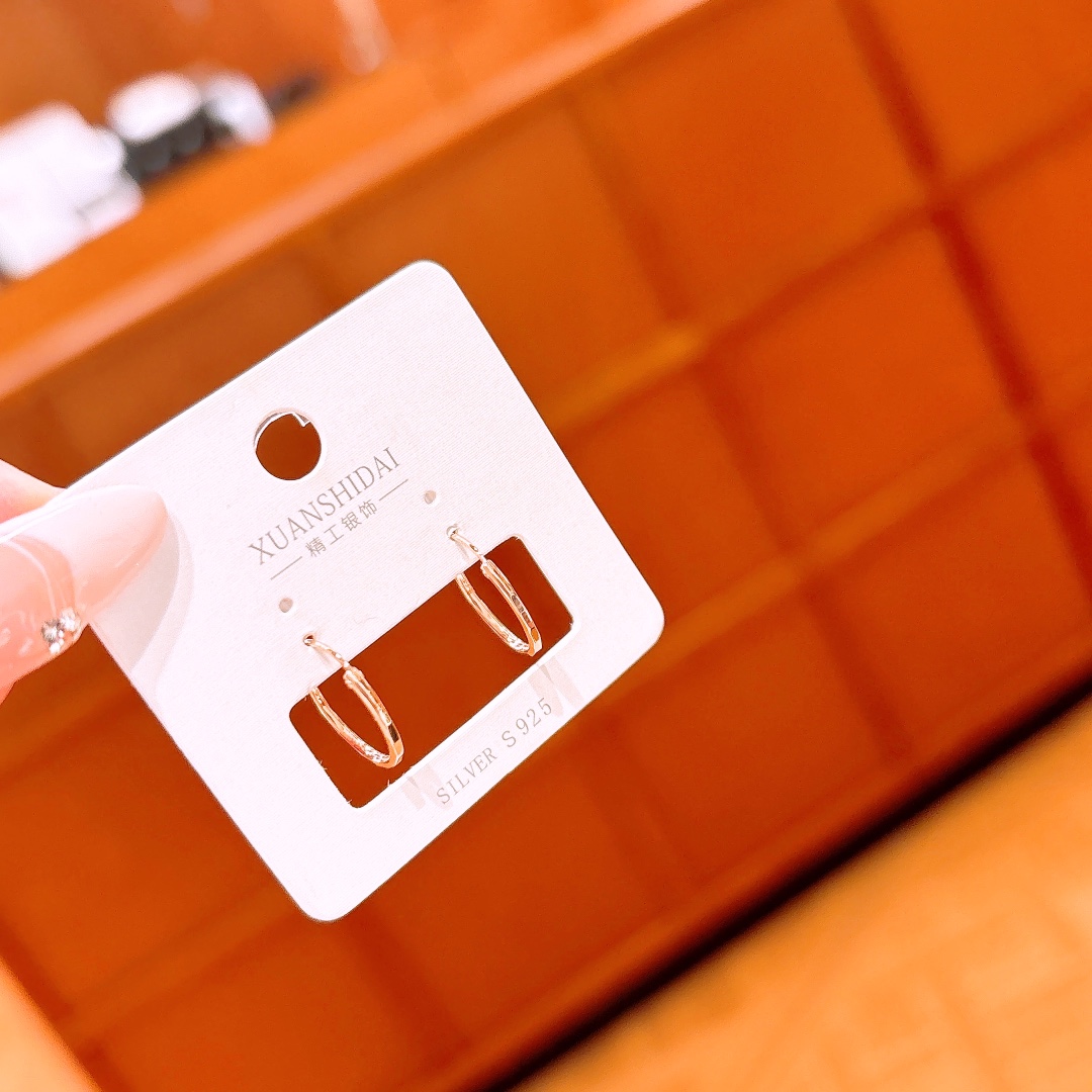 S925 Sterling Silver Hoop Earrings Ins Style Anniversary Gold