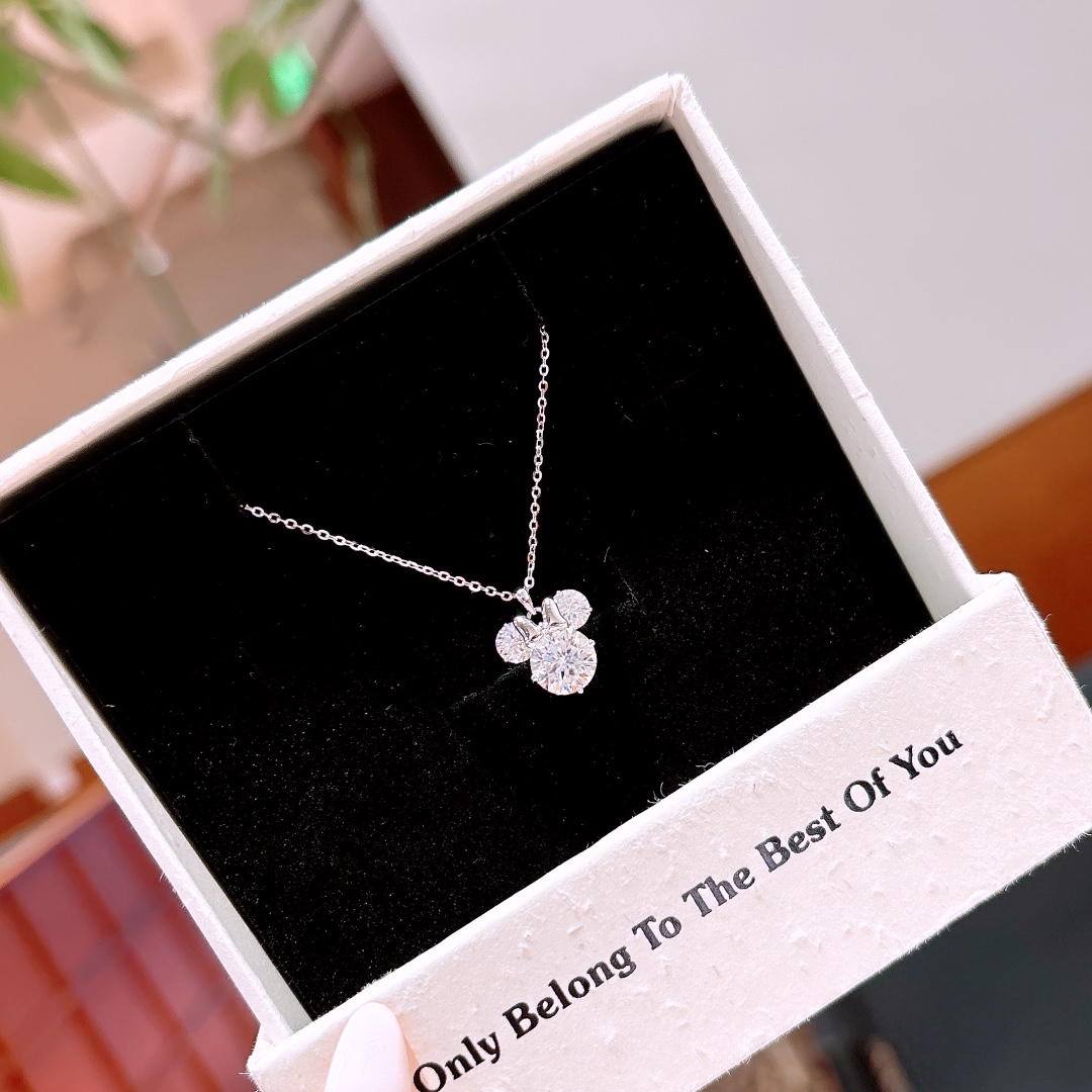 925 Silver Moissanite Necklace Cute Engagement Gold