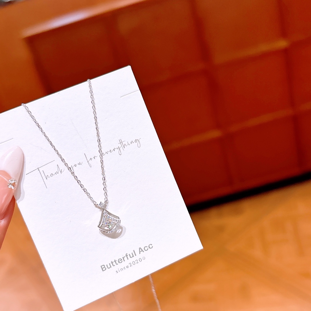 Fine Silver Moissanite Necklace Playful Mother's Birthday Silver