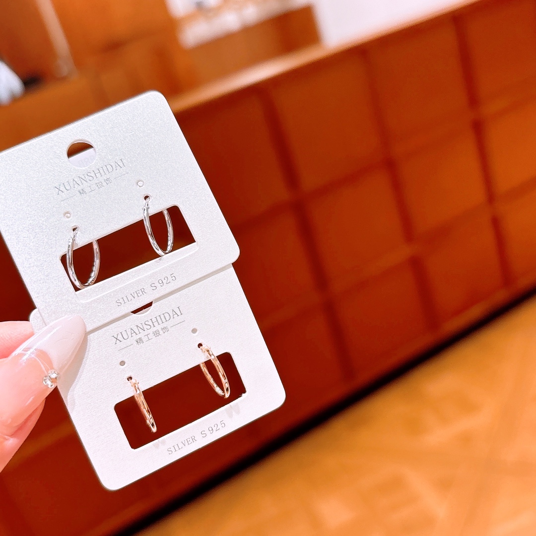 Fine Silver Hoop Earrings Vintage New Year Silver