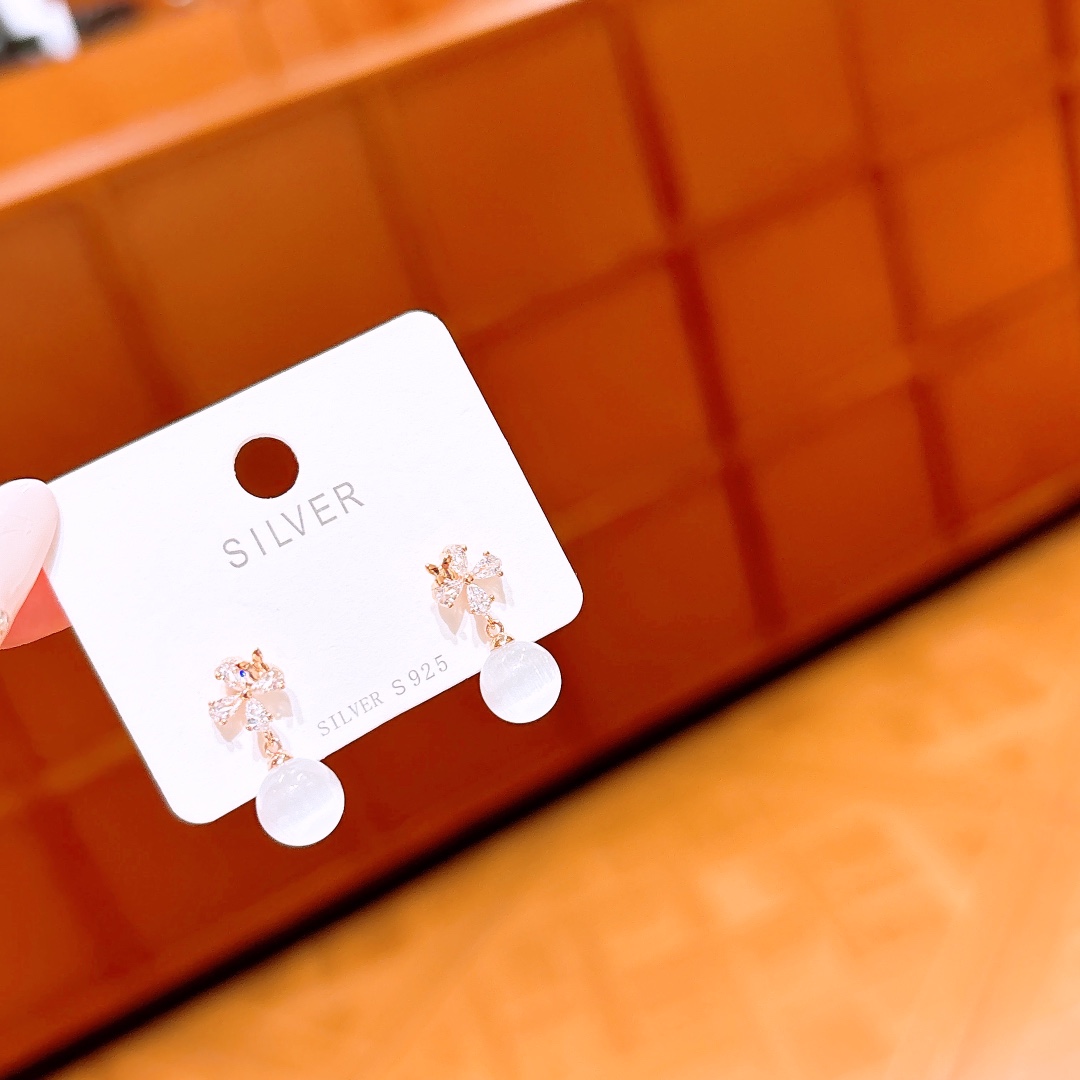 S925 Sterling Silver Earrings French Wedding Registration Gold