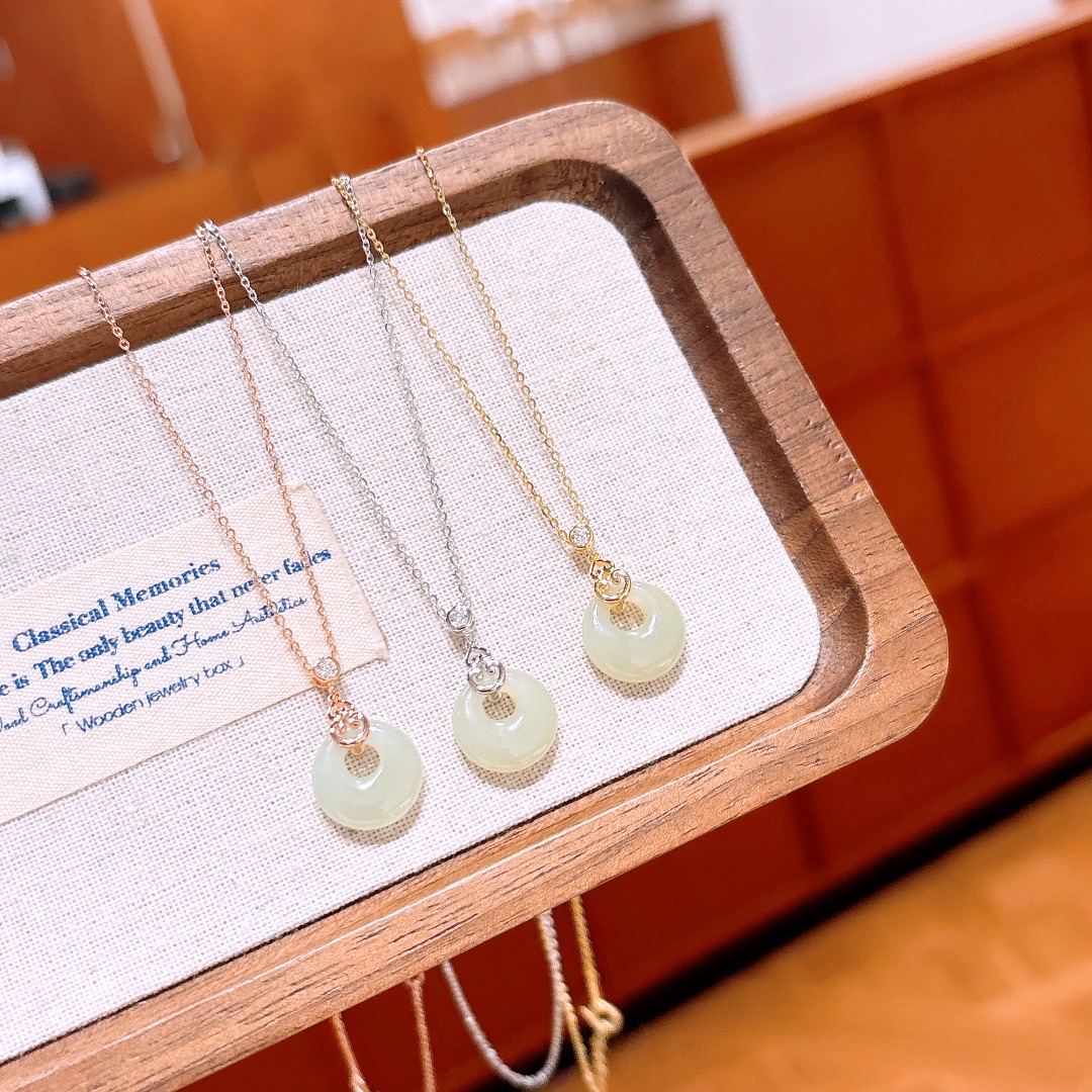 925 Silver Hetian Jade Necklace Light Luxury Proposal Gold