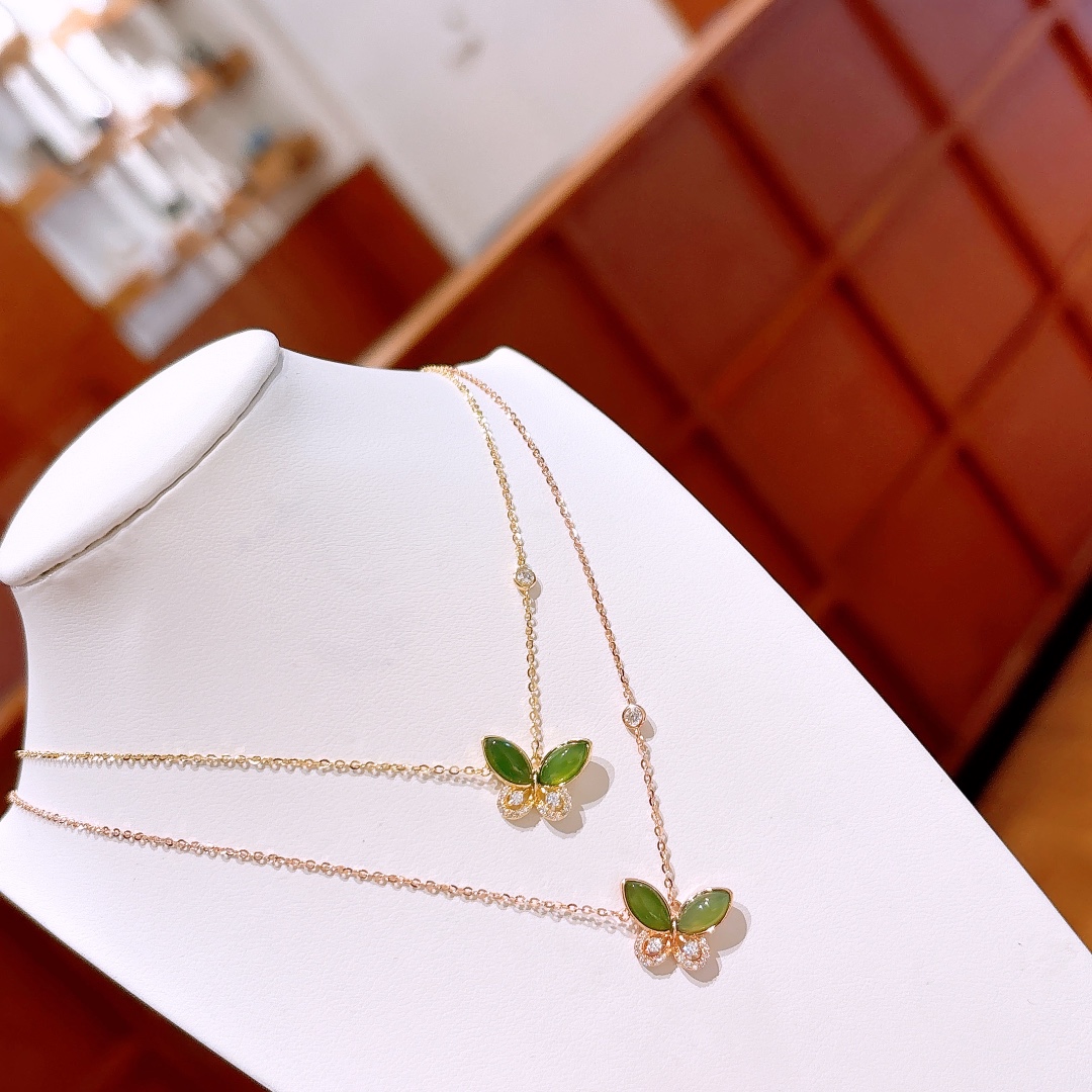 S925 Sterling Silver Jasper Necklace Romantic New Year Silver