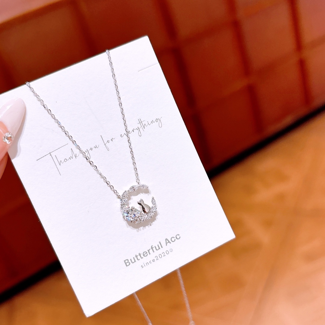 Solid Silver Moissanite Necklace Sweet Bestie Gift Silver