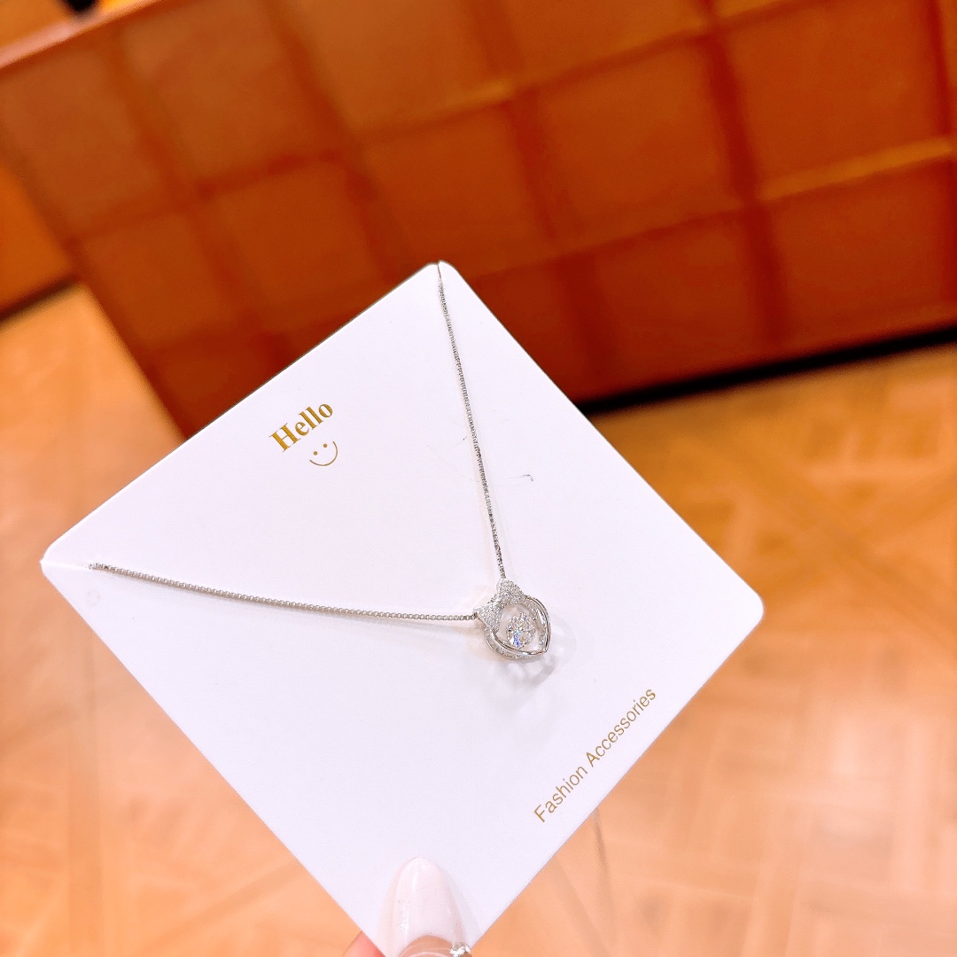 S925 Sterling Silver Moissanite Necklace Elegant Annual Party Silver