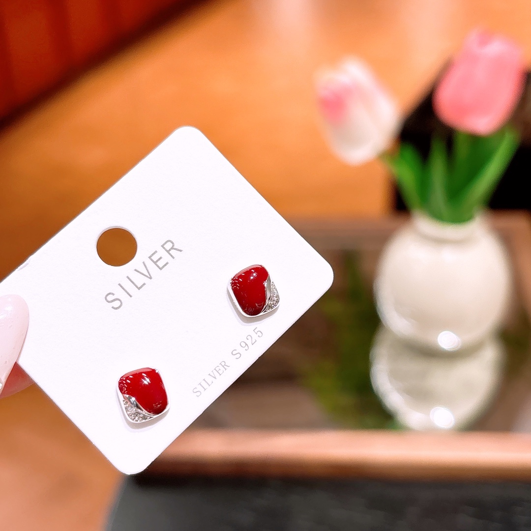 Solid Silver Earrings Soft Engagement Gold