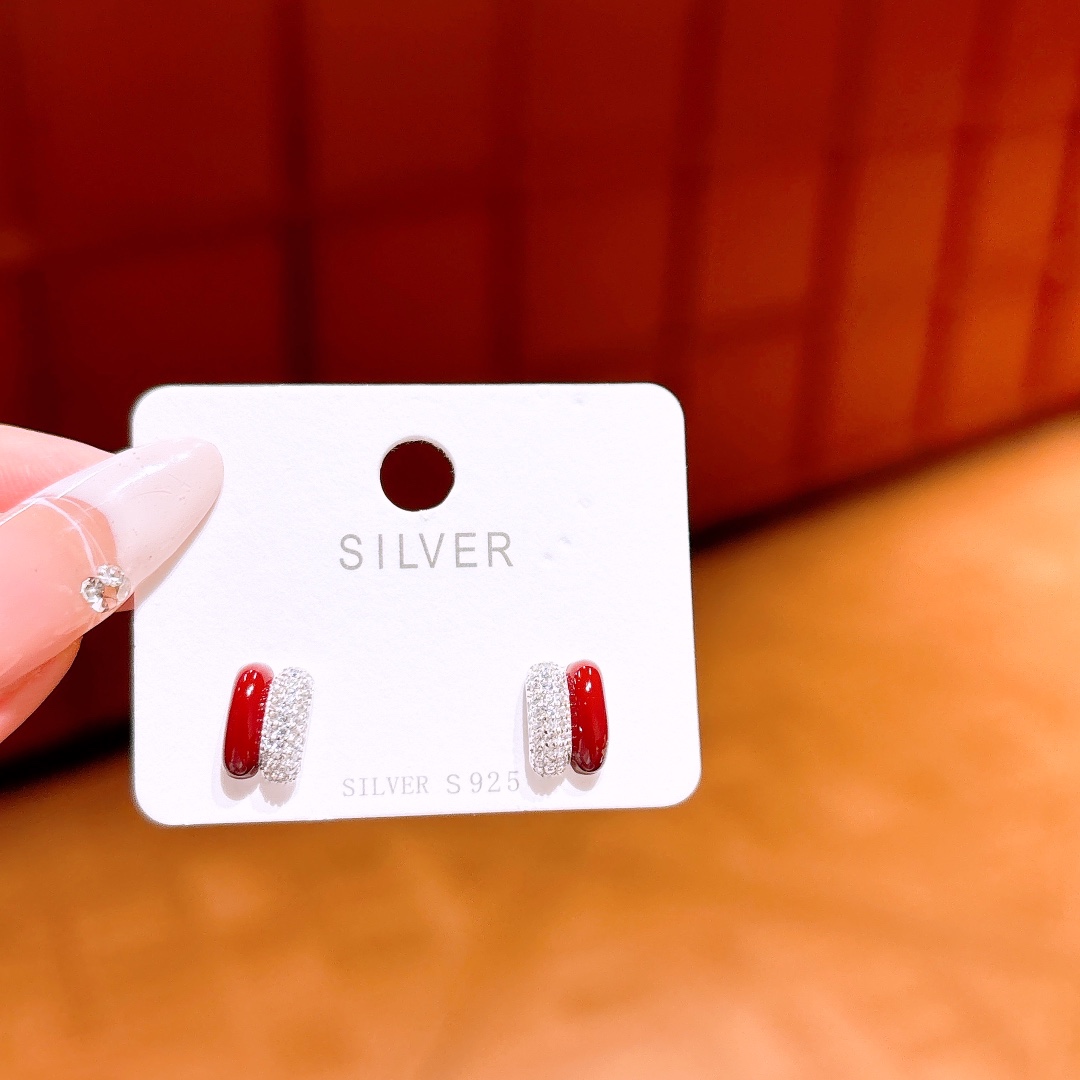 S925 Sterling Silver Earrings Chic Banquet Gold