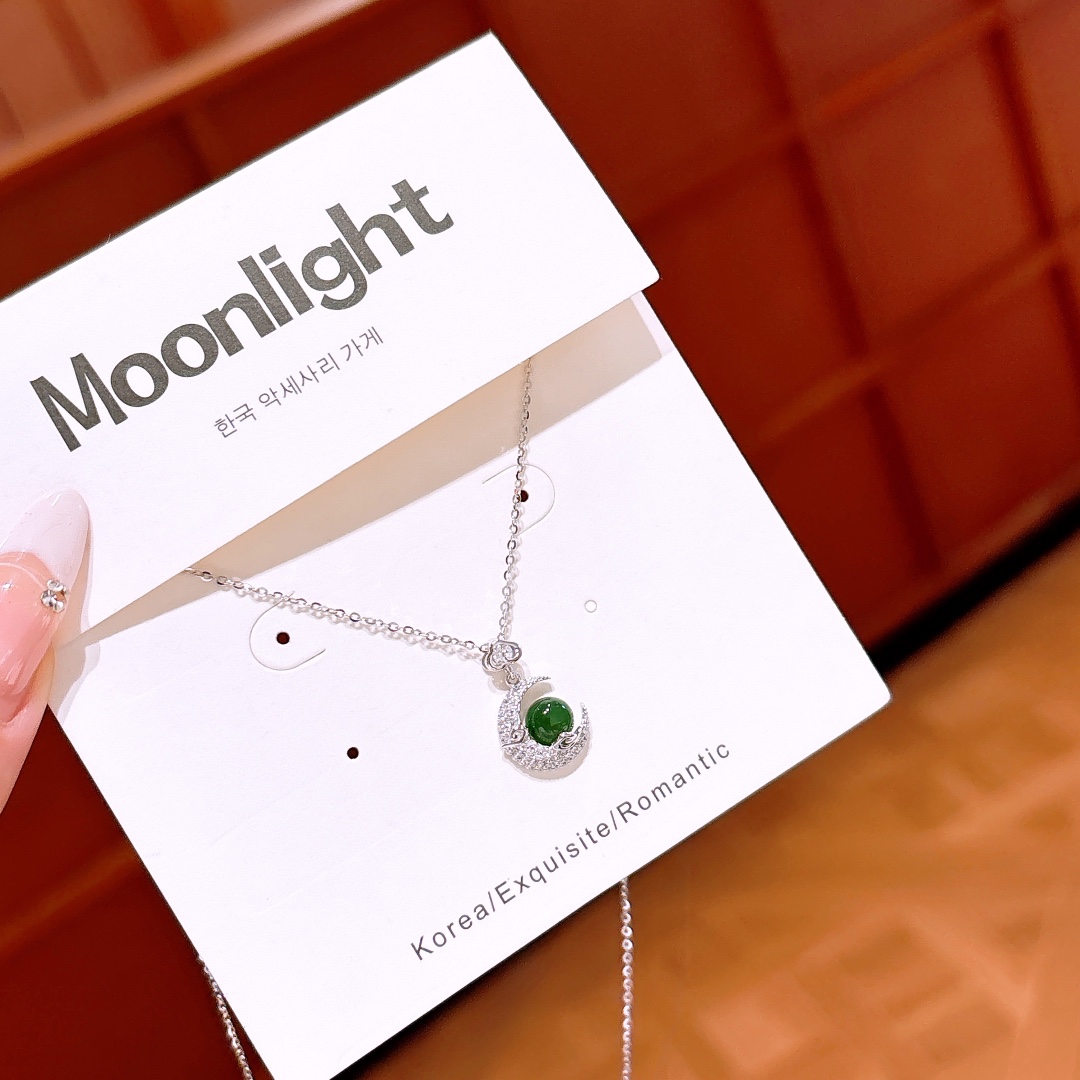 Solid Silver Jasper Necklace French Christmas Silver