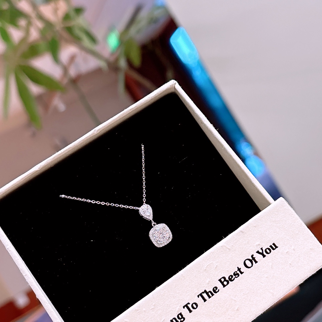 Solid Silver Moissanite Necklace Korean Style Office Silver