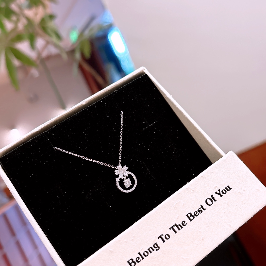 925 Silver Moissanite Necklace Cute Proposal Silver