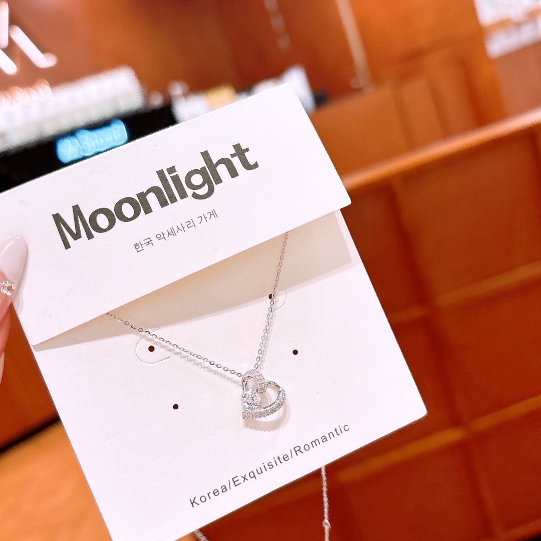 Nickel Free Silver Moissanite Necklace Ultra Minimal New Year Silver