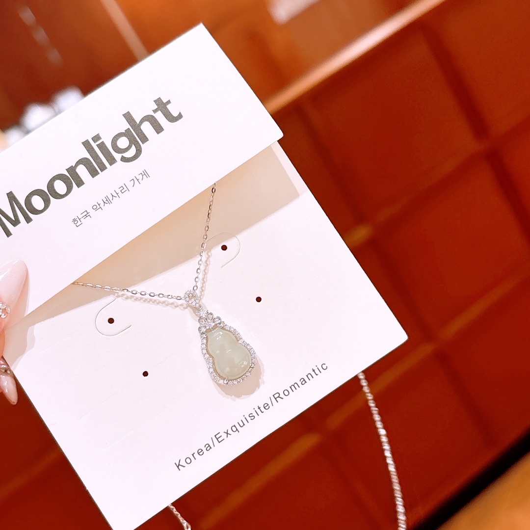 Fine Silver Hetian Jade Necklace Ultra Minimal Confession Gold