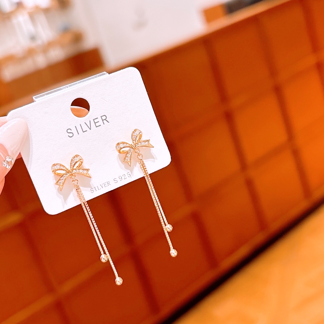 Fine Silver Earrings Light Luxury Wedding Registration Silver